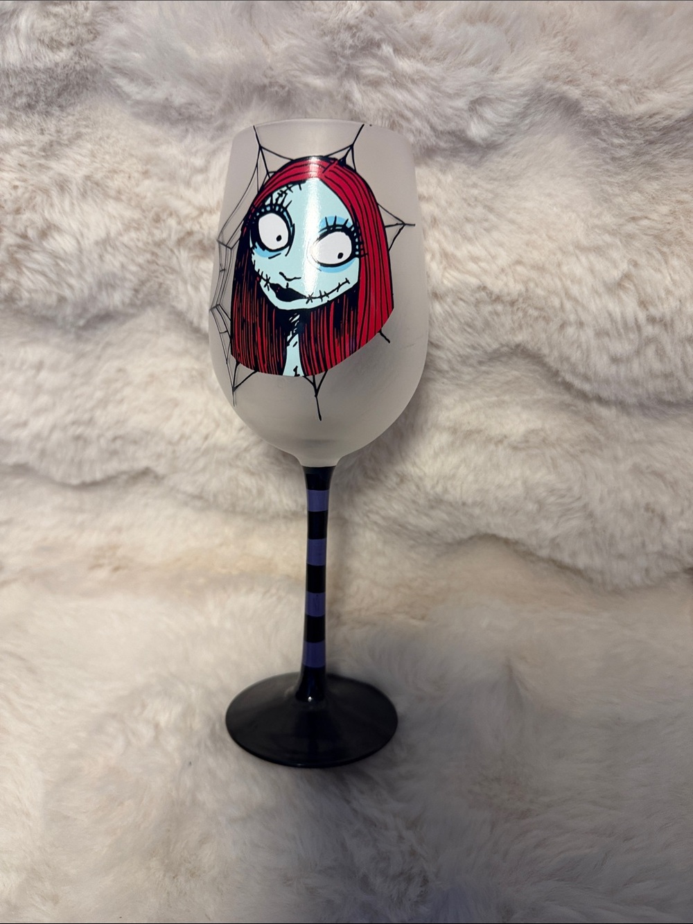 Disney- Sally Hand-Painted Red-Head Character Wine Glass
